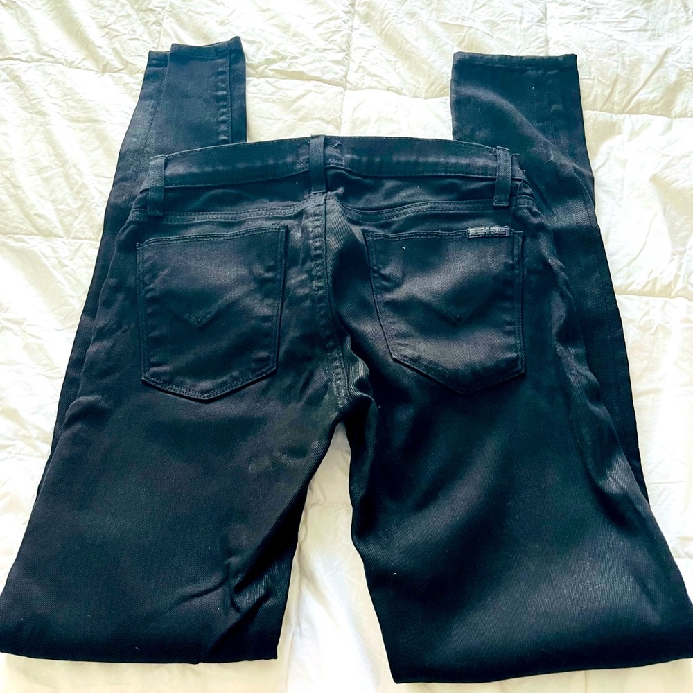 HUDSON waxed coated black skinny jeans